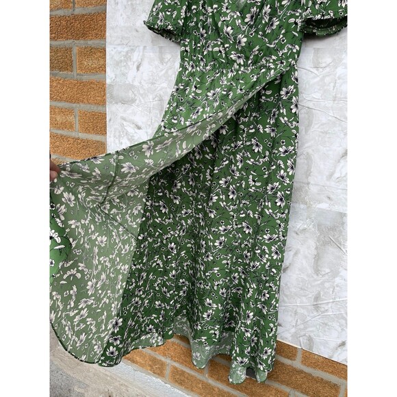 ME+EM GREEN/WHITE FLORAL MAXI DRESS, WRAP DETAIL. Size UK8/USA 4 - Picture 6 of 13